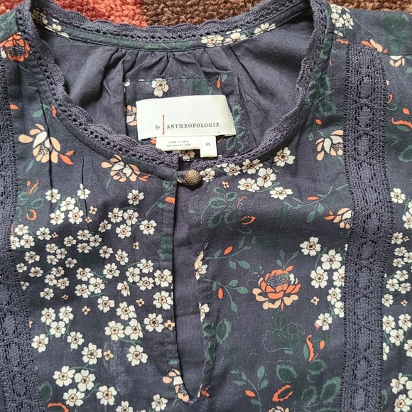 Anthropologie Lori Tunic Floral Dress - Blue, White And Orange XS - Picture 15 of 17